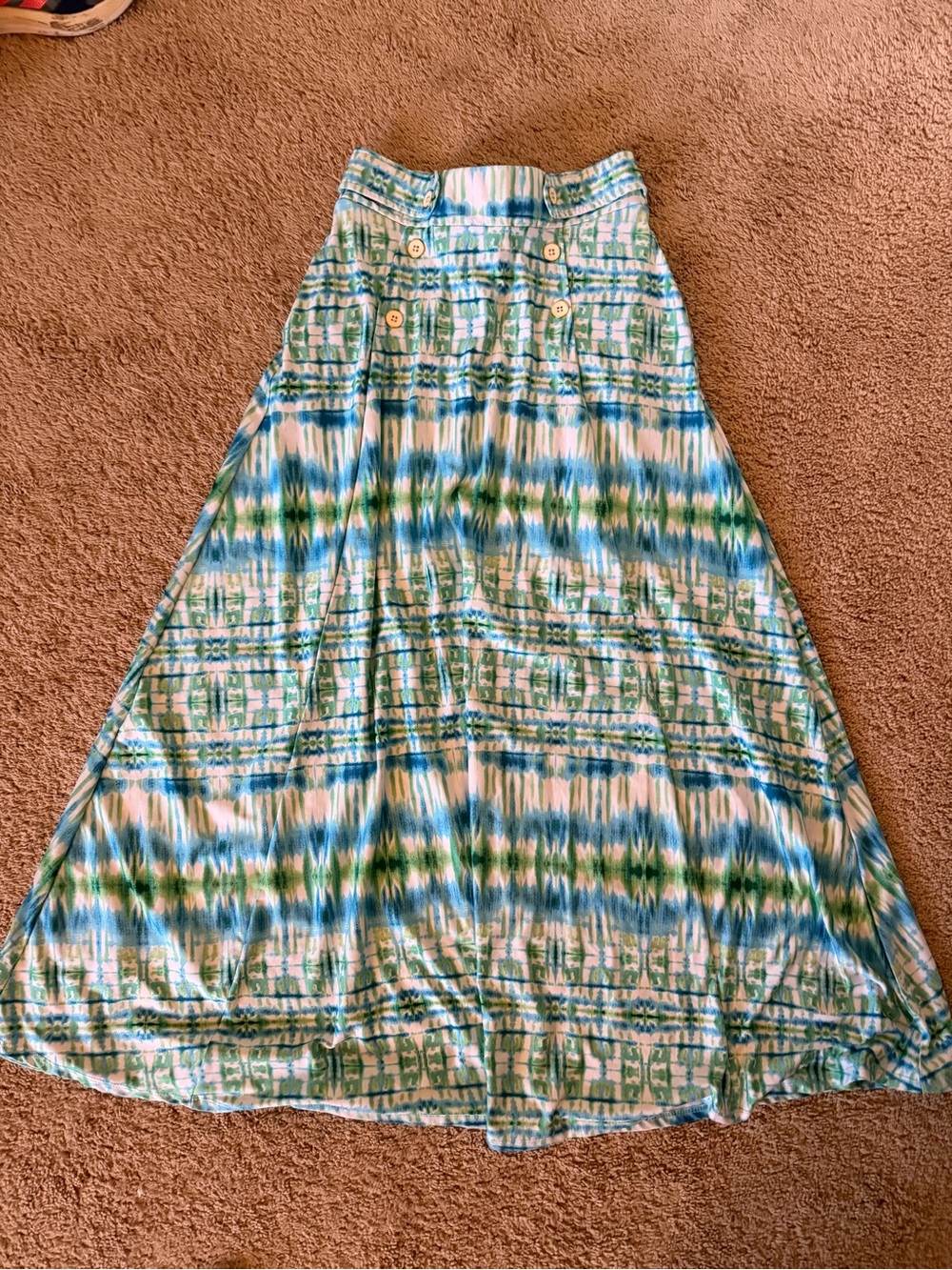 Robert Louis Blue & Green Tie-Dye Maxi Skirt